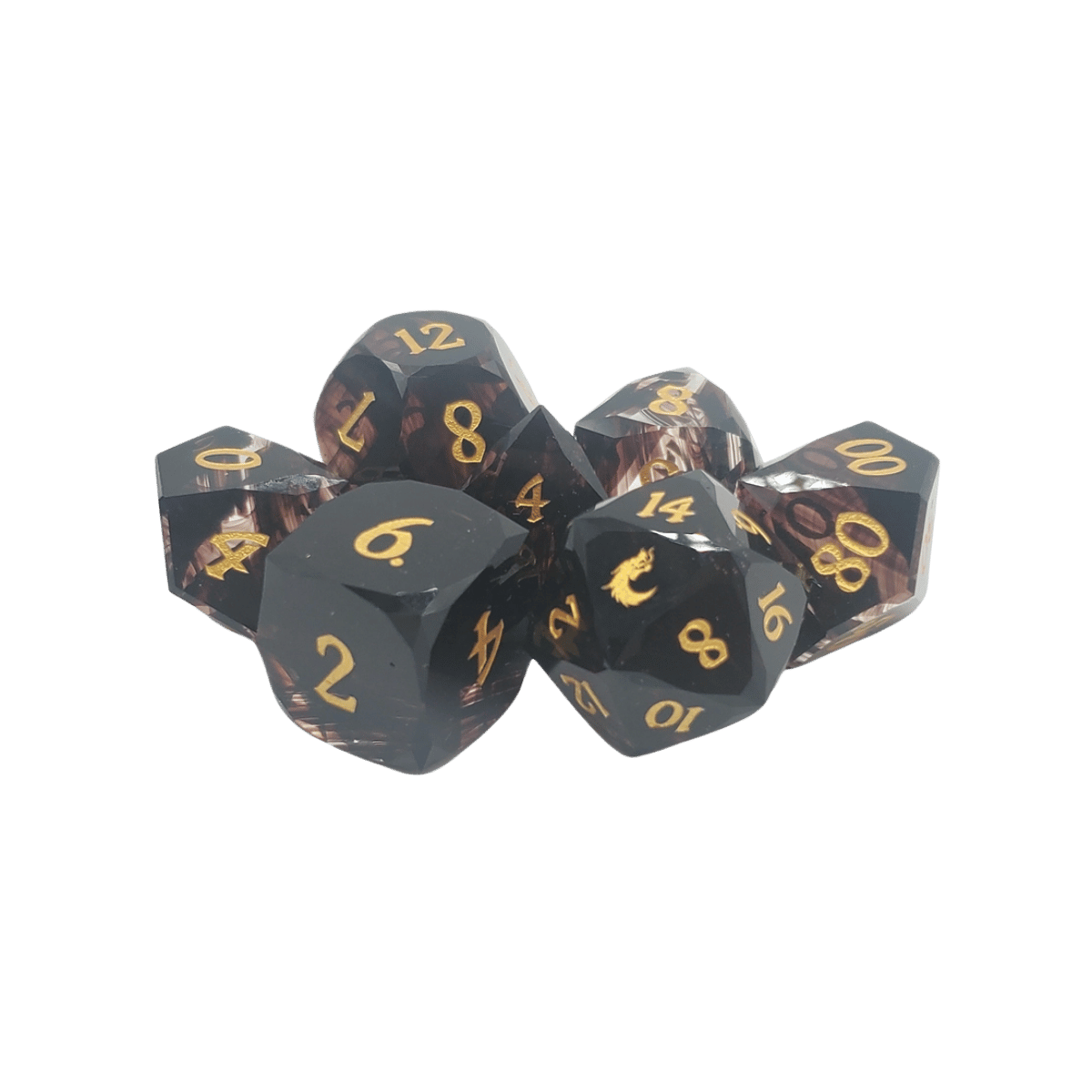 Premium Old School Dice 7 Piece Gemstone Diamond Cut