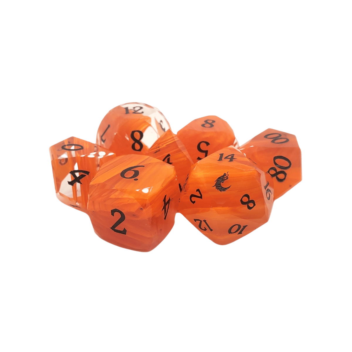 Premium Old School Dice 7 Piece Gemstone Diamond Cut
