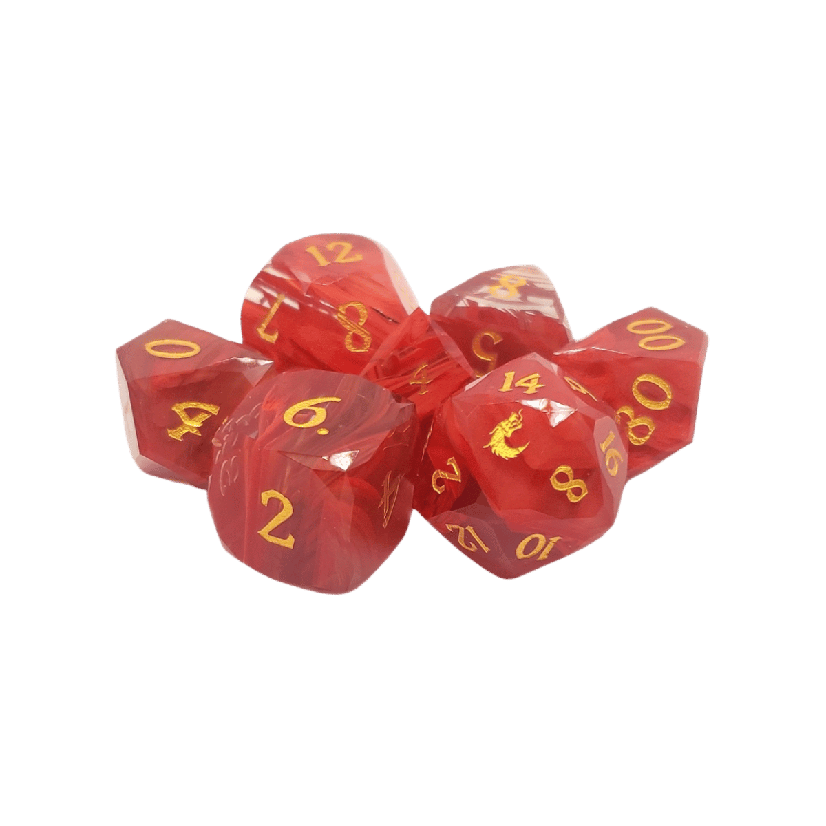 Premium Old School Dice 7 Piece Gemstone Diamond Cut