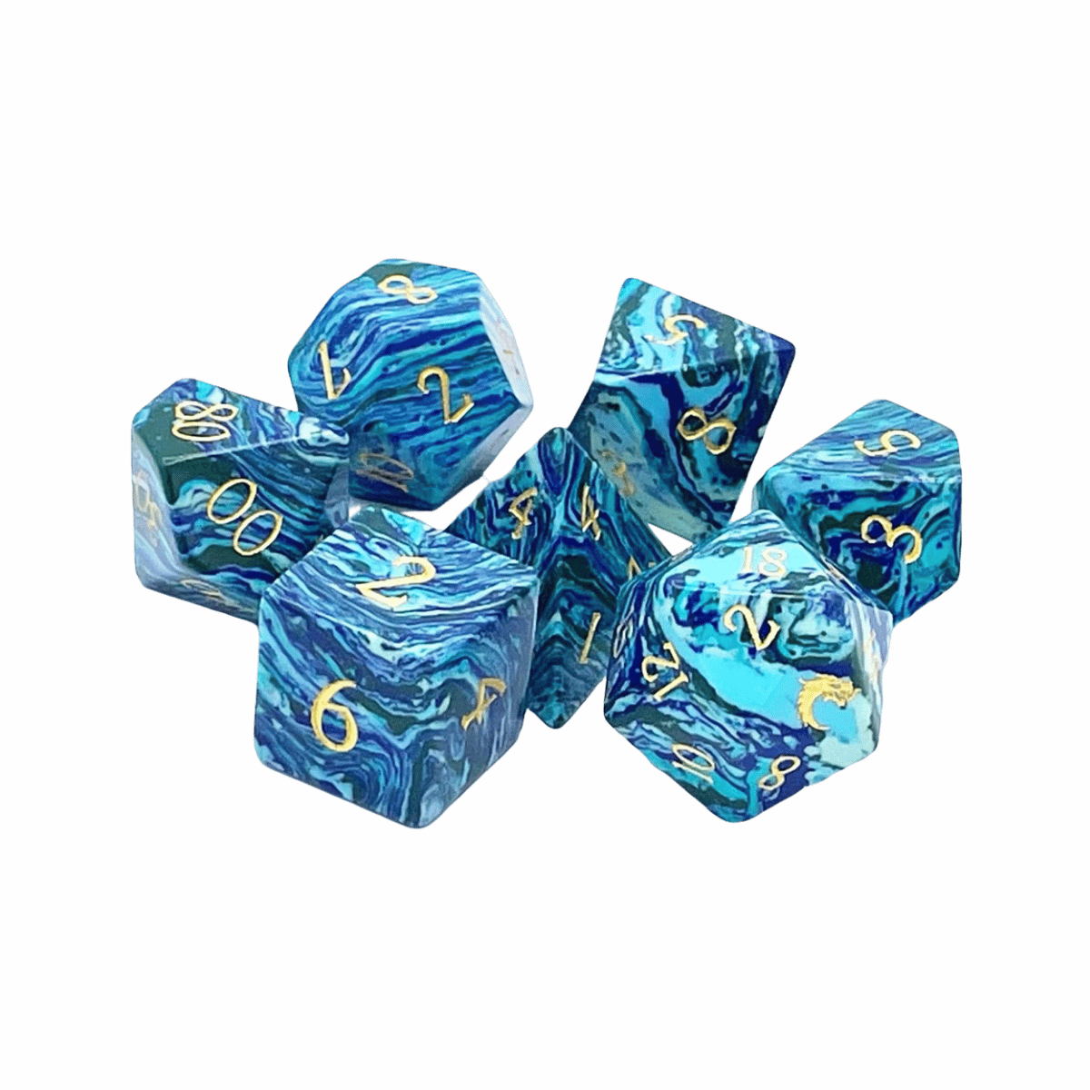 Standard Old School Dice 7 Piece Gemstone (assorted)