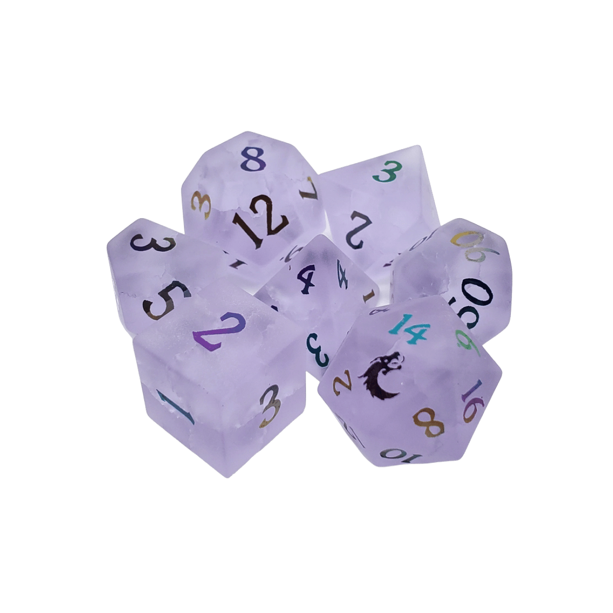 Standard Old School Dice 7 Piece Gemstone Blast Glass