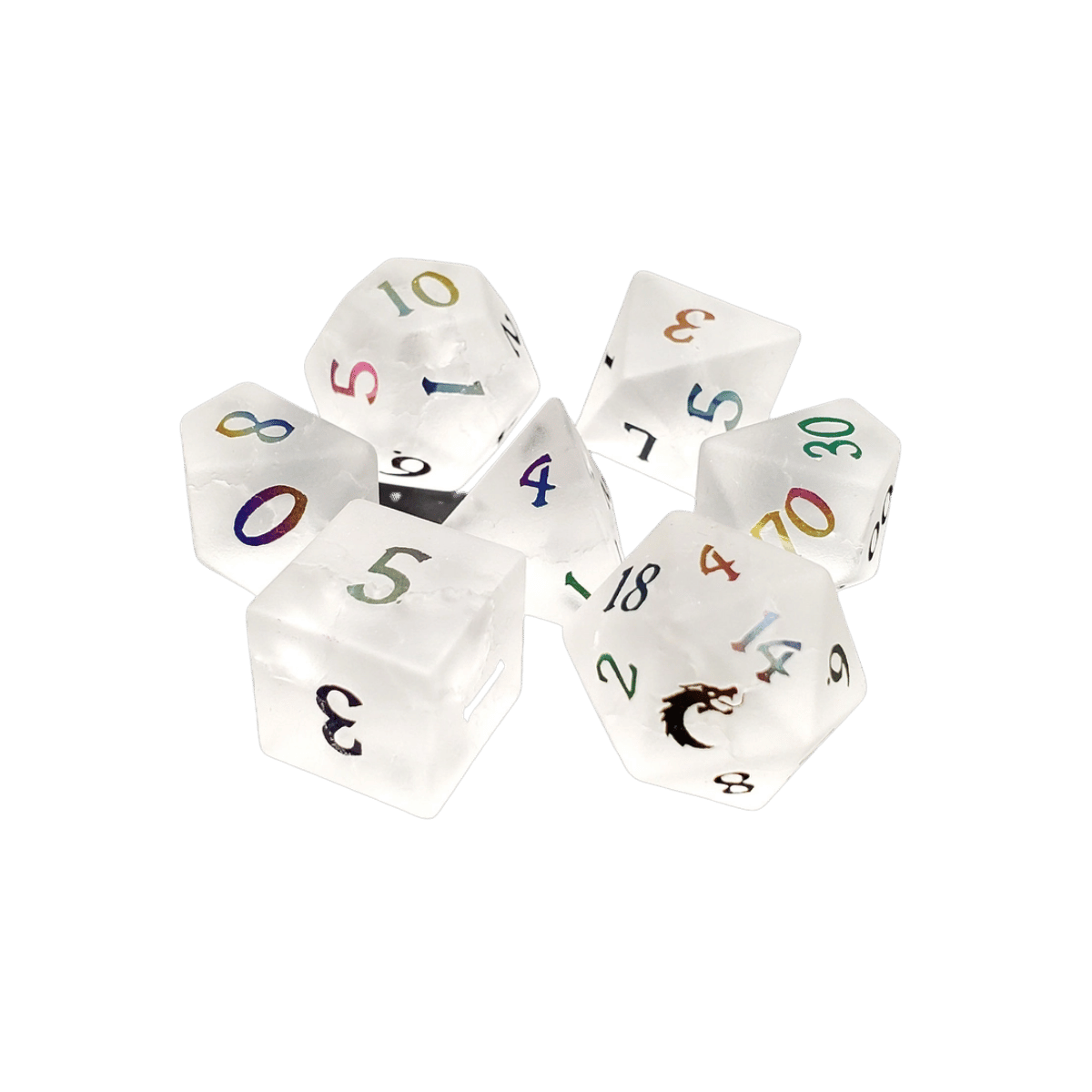 Standard Old School Dice 7 Piece Gemstone Blast Glass