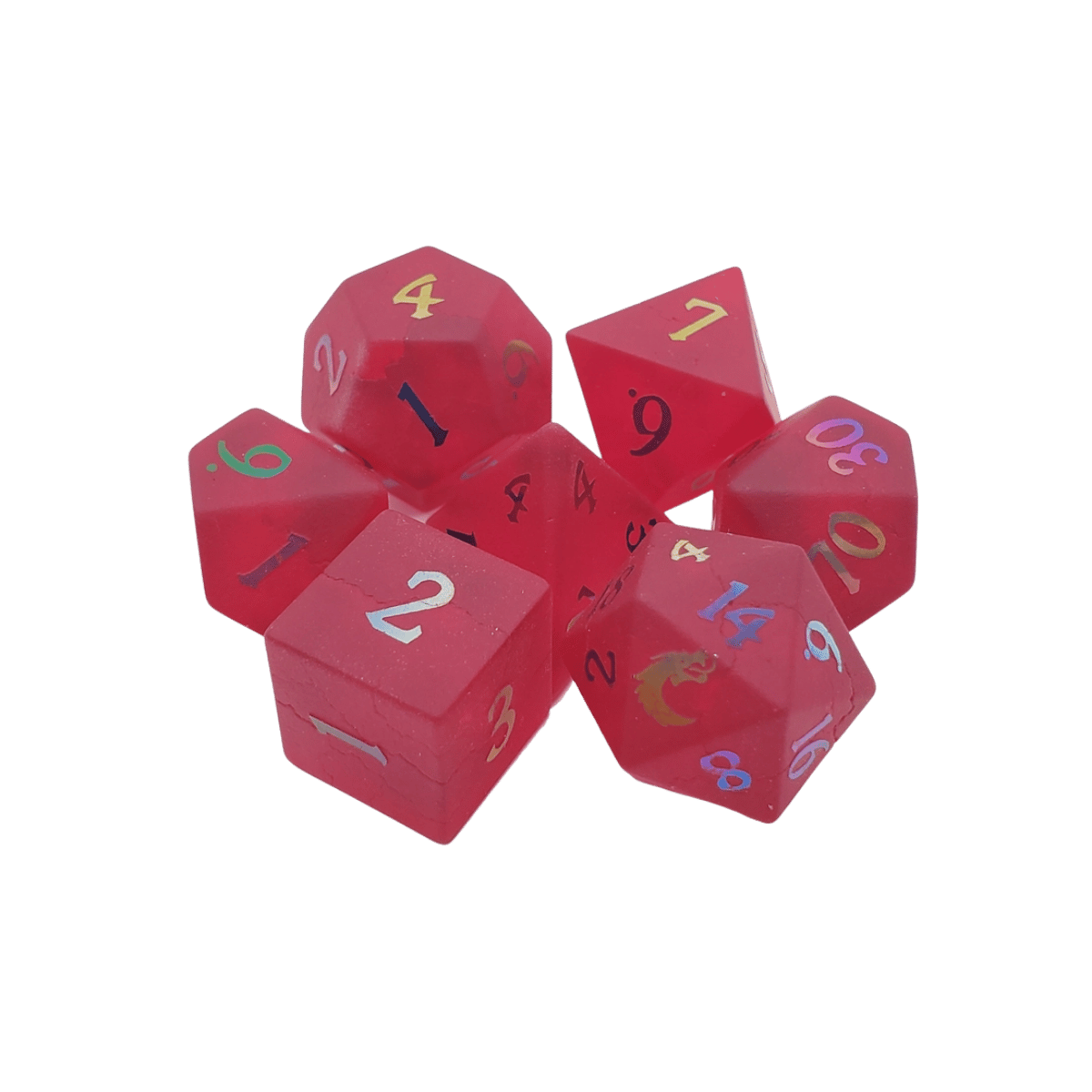 Standard Old School Dice 7 Piece Gemstone Blast Glass