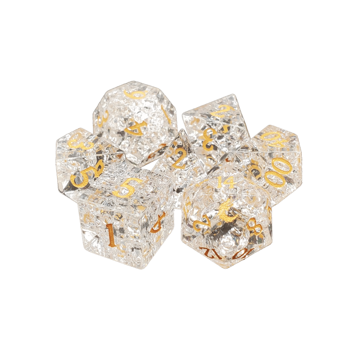 Standard Old School Dice 7 Piece Gemstone Blast Glass