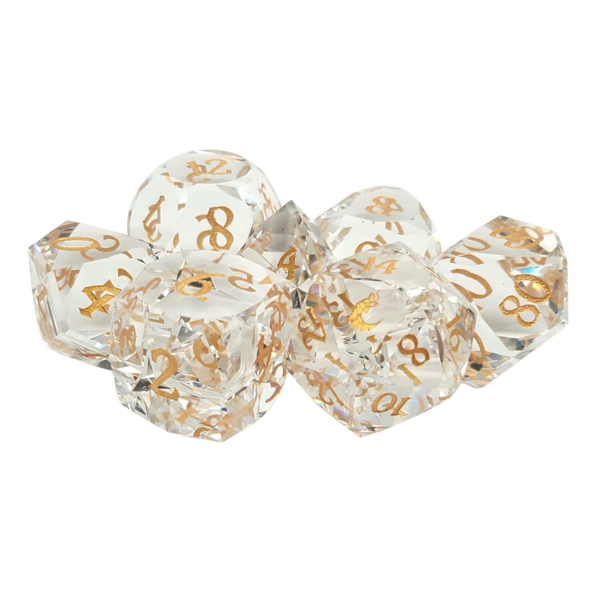 Premium Old School Dice 7 Piece Gemstone Diamond Cut