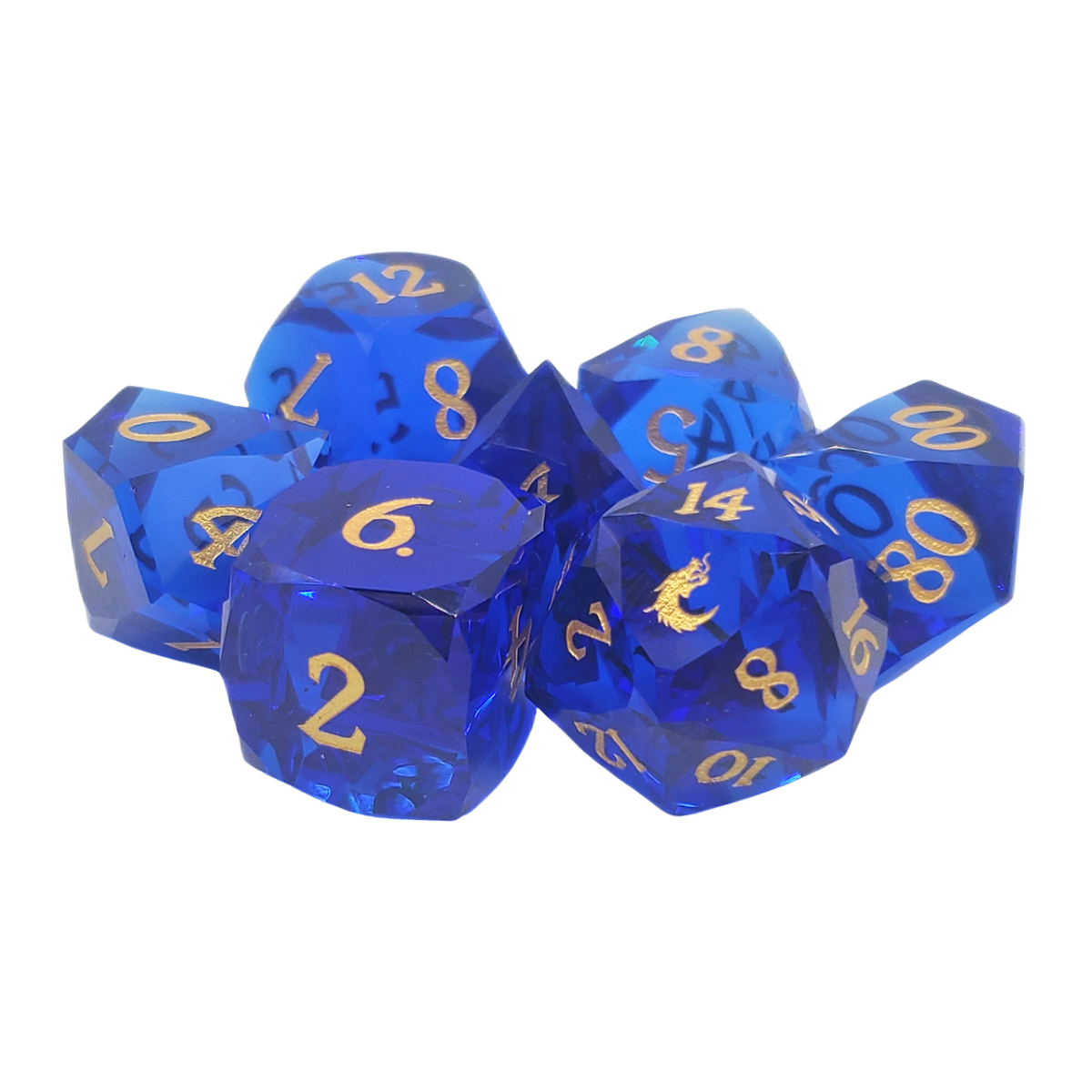 Premium Old School Dice 7 Piece Gemstone Diamond Cut