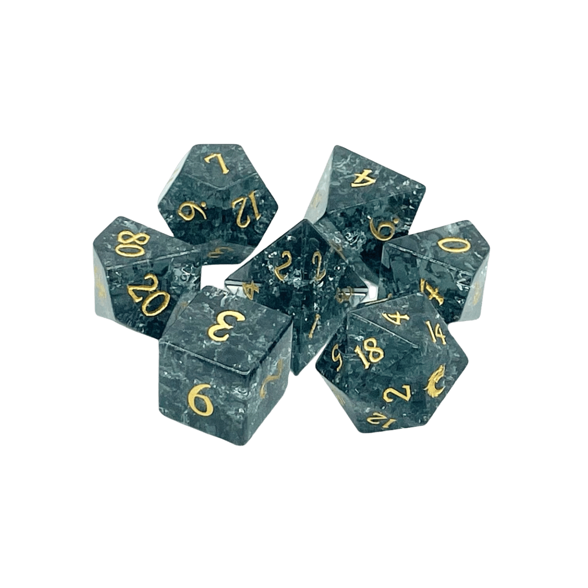 Standard Old School Dice 7 Piece Gemstone Blast Glass