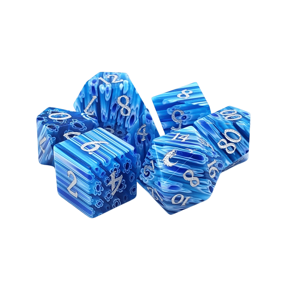 Standard Old School Dice 7 Piece Gemstone (assorted)