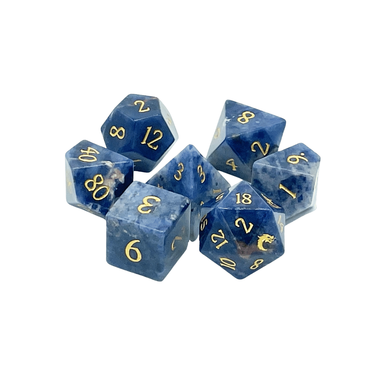Standard Old School Dice 7 Piece Gemstone (assorted)