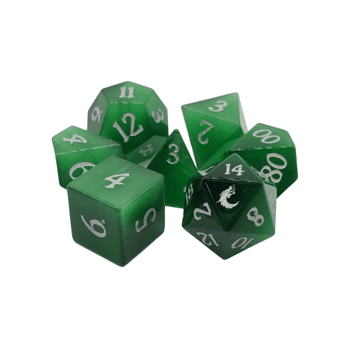 Standard Old School Dice 7 Piece Gemstone Cat’s Eye