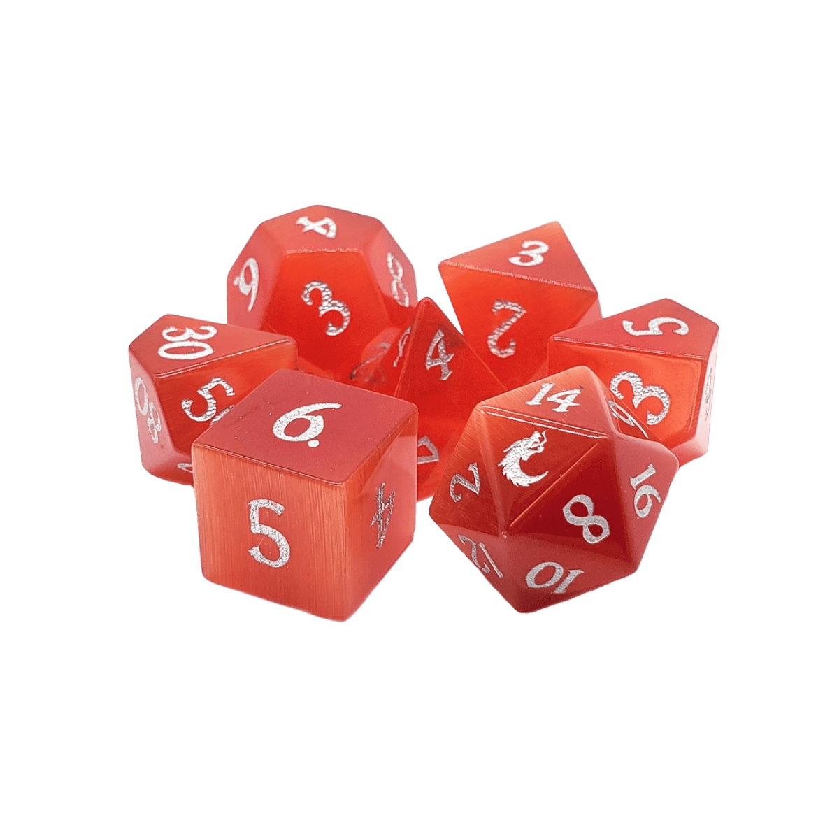 Standard Old School Dice 7 Piece Gemstone Cat’s Eye