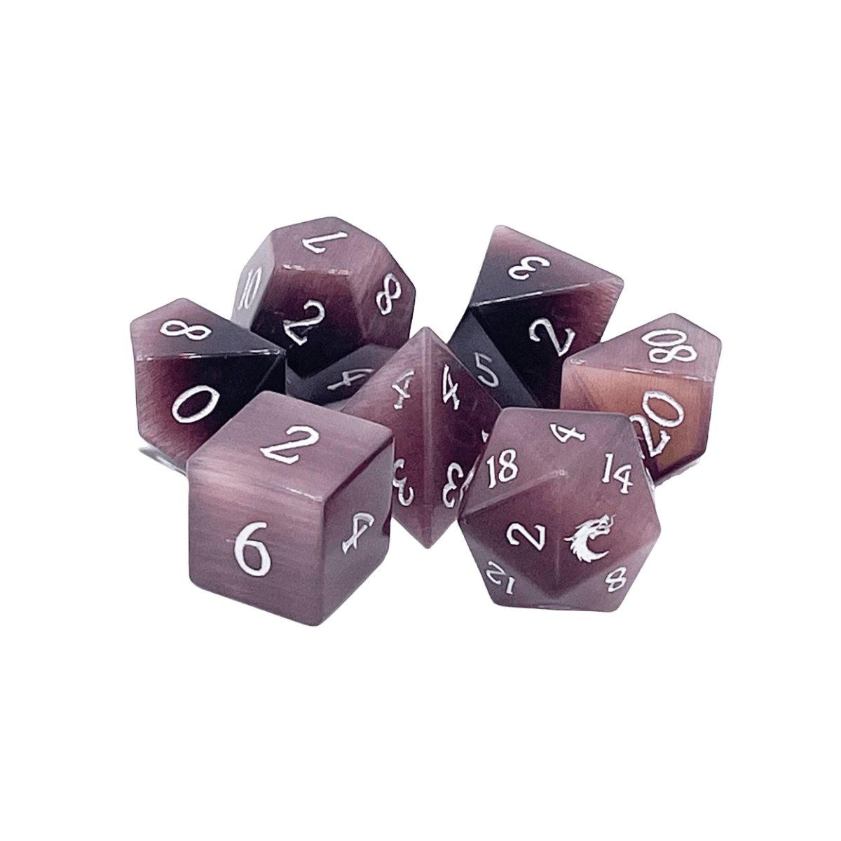 Standard Old School Dice 7 Piece Gemstone Cat’s Eye