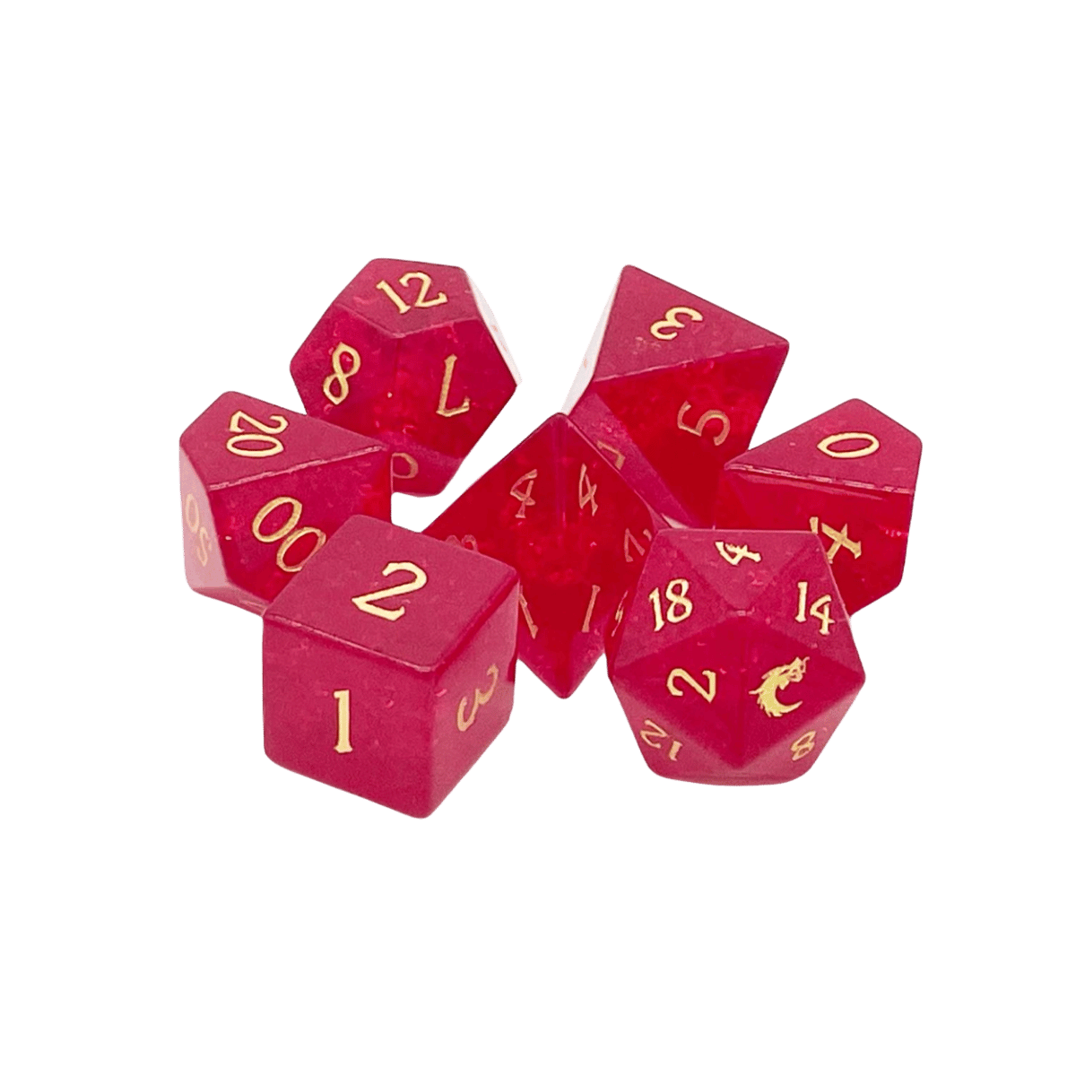 Standard Old School Dice 7 Piece Gemstone Blast Glass