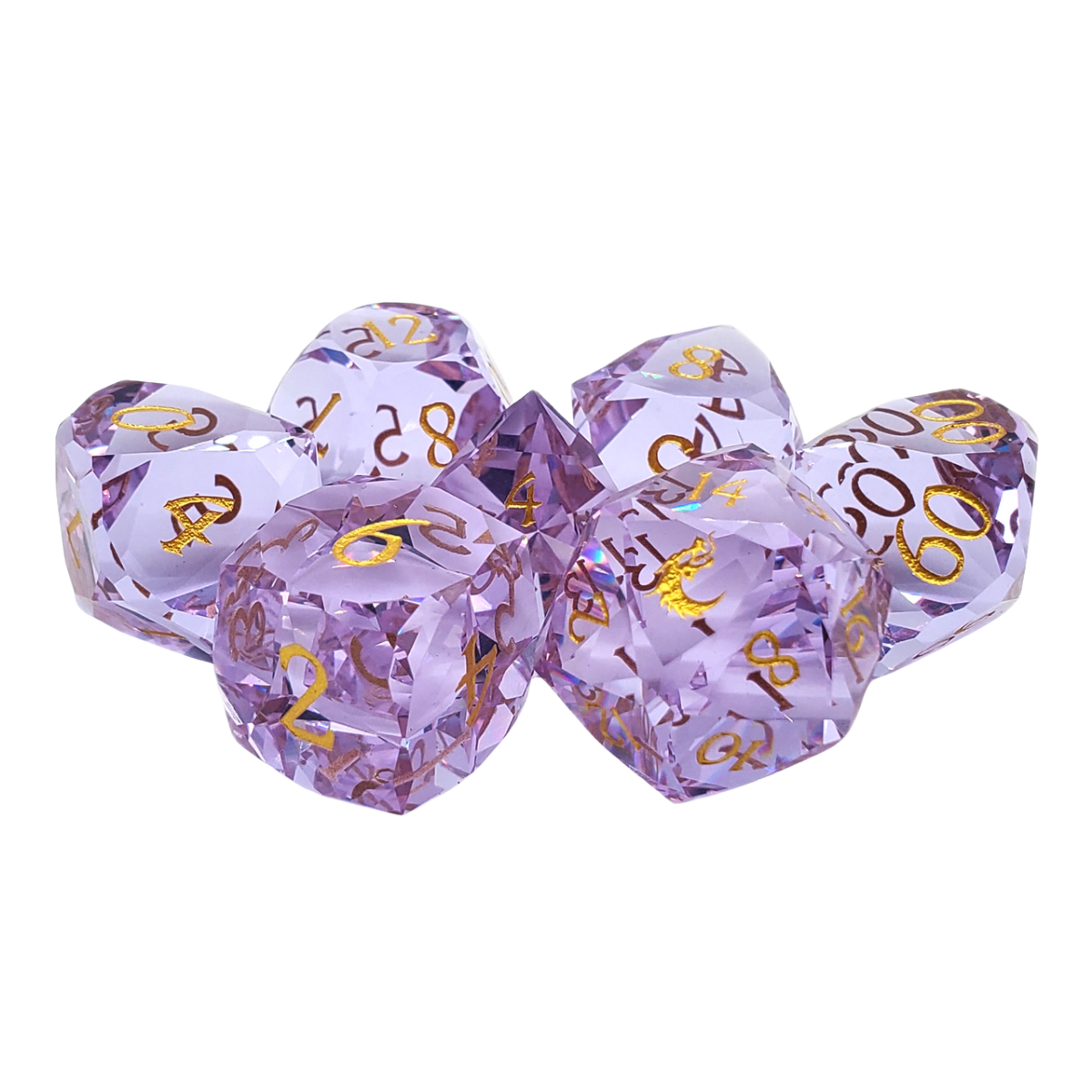 Premium Old School Dice 7 Piece Gemstone Diamond Cut