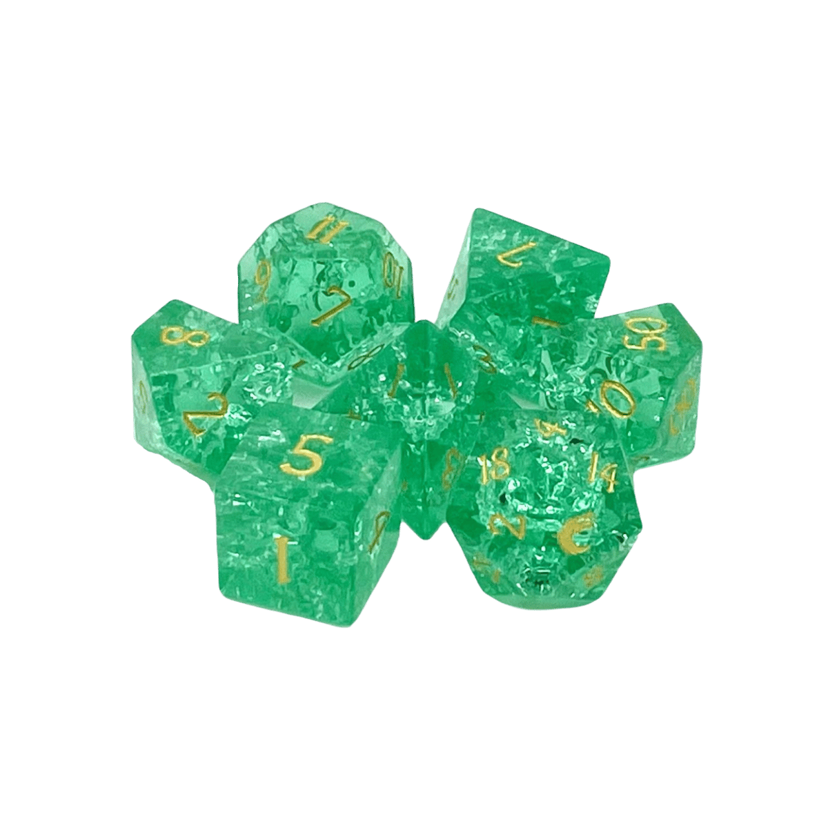 Standard Old School Dice 7 Piece Gemstone Blast Glass