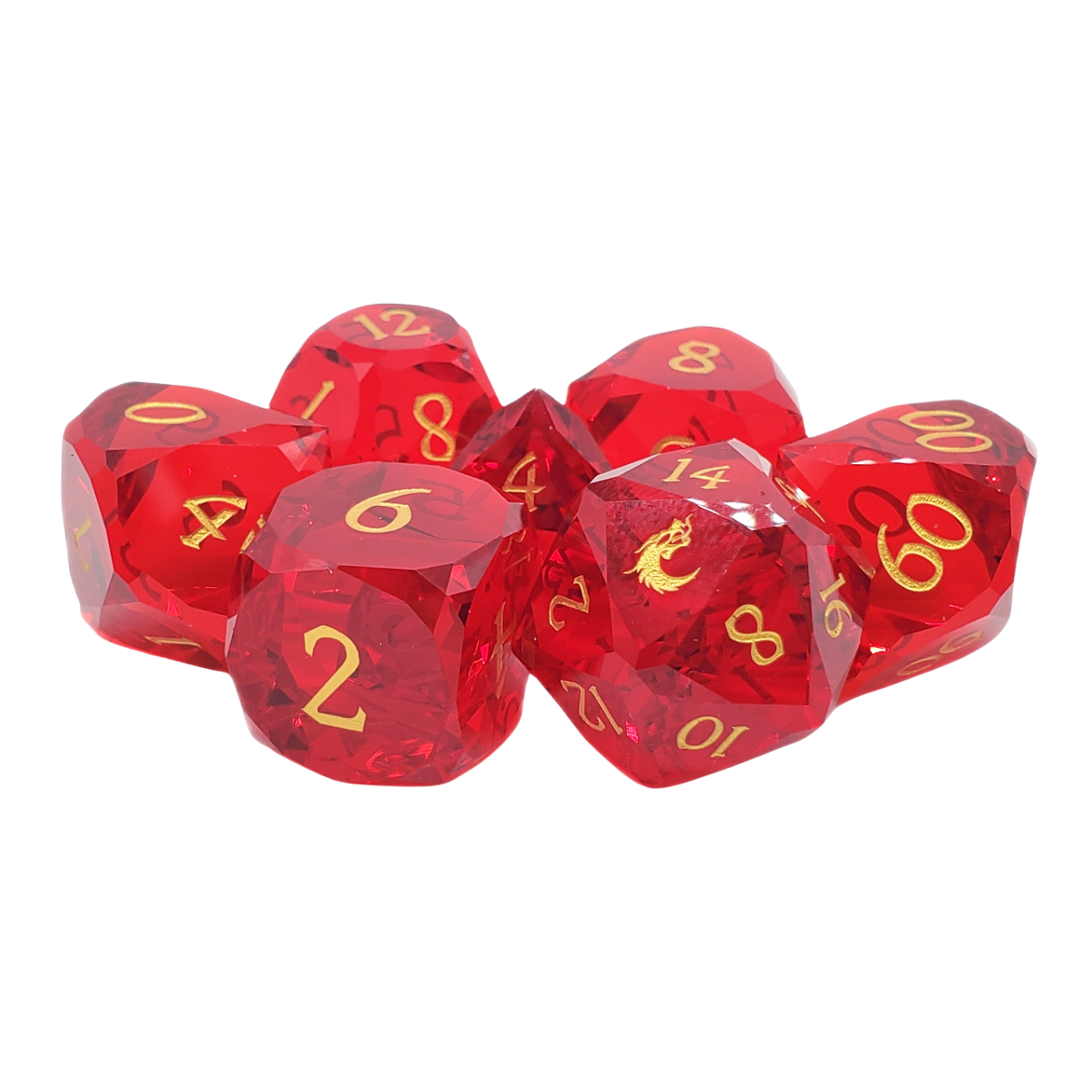 Premium Old School Dice 7 Piece Gemstone Diamond Cut