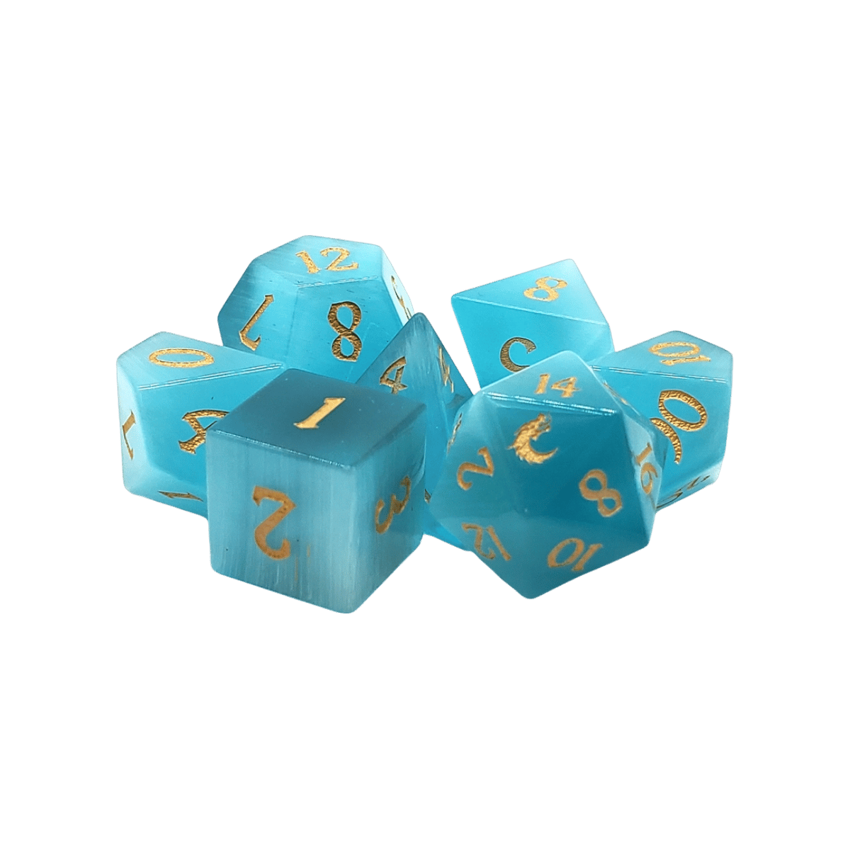 Standard Old School Dice 7 Piece Gemstone Cat’s Eye