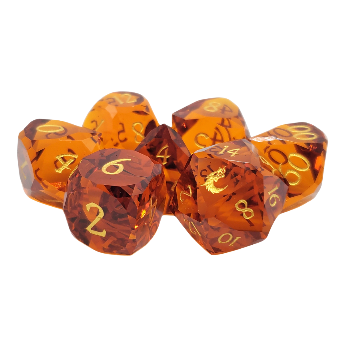 Premium Old School Dice 7 Piece Gemstone Diamond Cut
