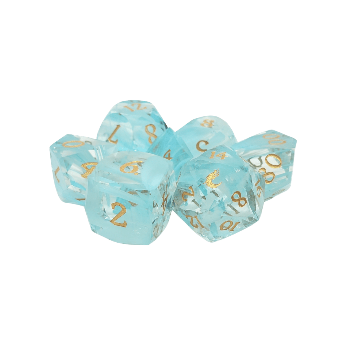 Premium Old School Dice 7 Piece Gemstone Diamond Cut