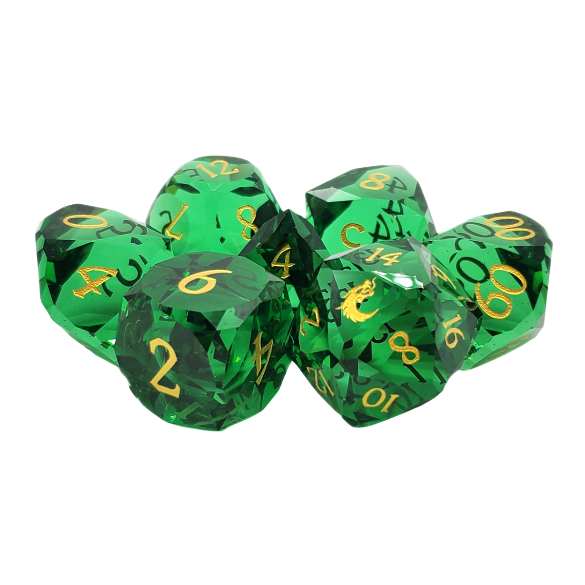 Premium Old School Dice 7 Piece Gemstone Diamond Cut
