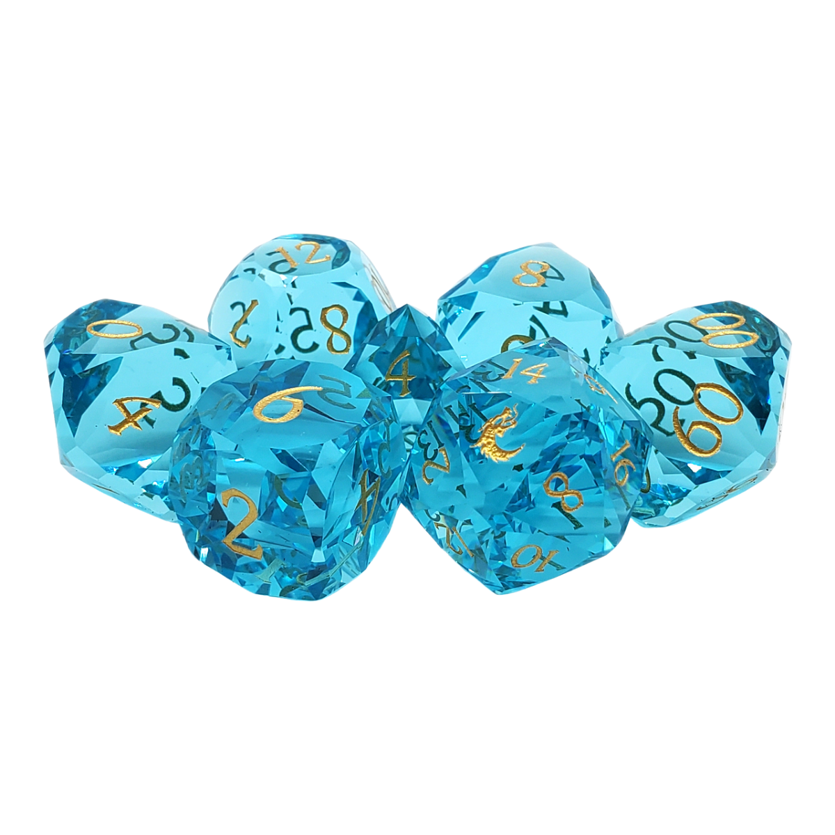 Premium Old School Dice 7 Piece Gemstone Diamond Cut