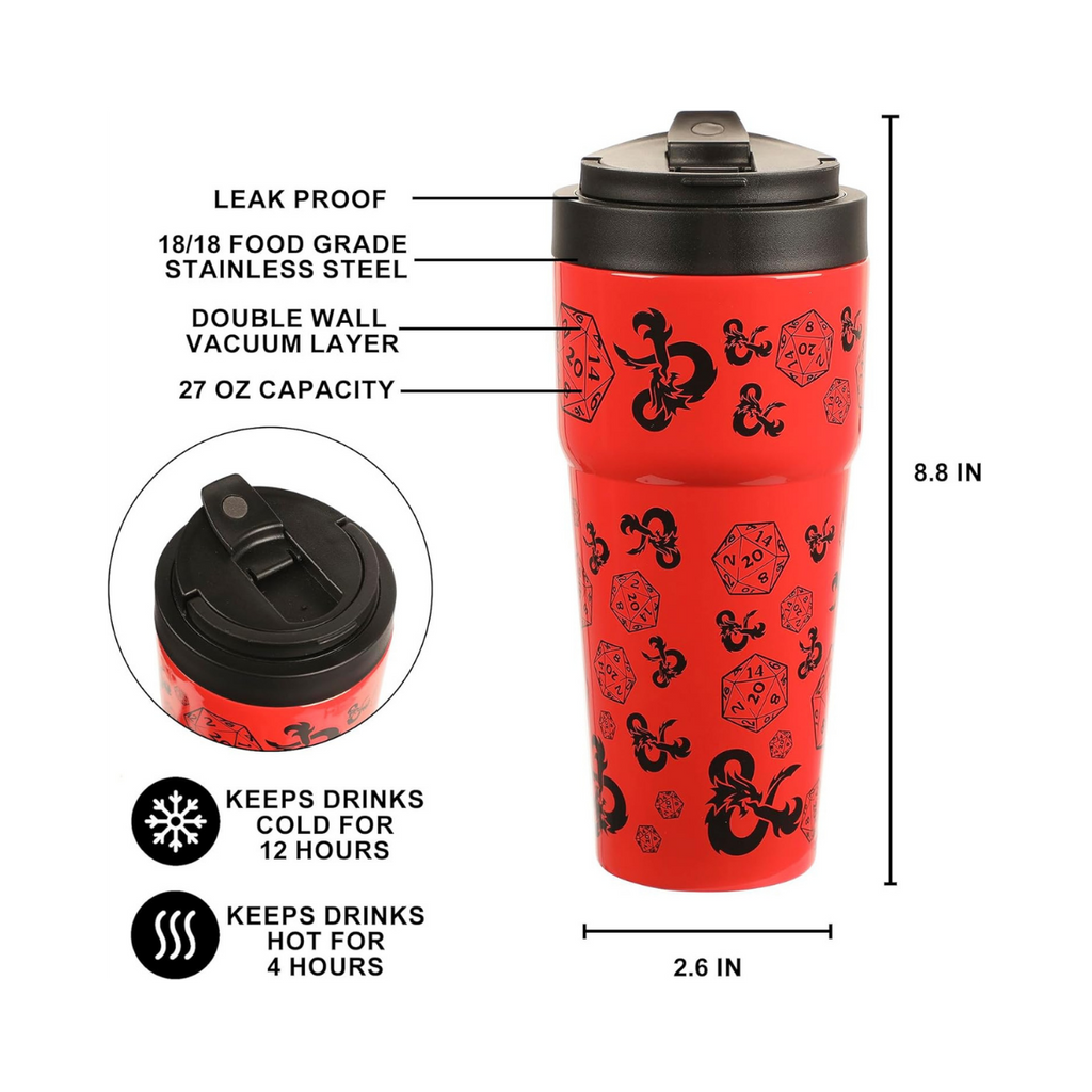 Dungeons & Dragons D20 Dice & Logo Coffee Tumbler