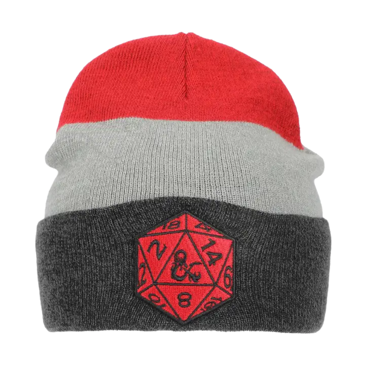 Dungeons and Dragons Game Striped Red Logo Knitted Beanie